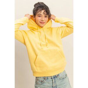 Double Zero Yellow Cotton Blend Kangaroo Pocket Sweatshirt Hoodie Pullover